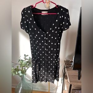 Urban Outfitters Black and White Polka Dot Button Up Dress - Size Medium